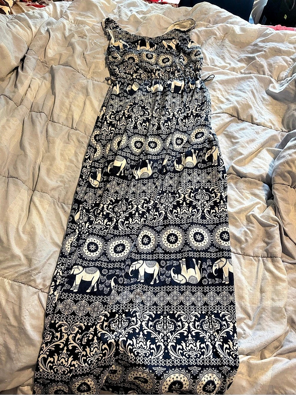 Ardene Paisley Maxi Dress in Blue & Cream
